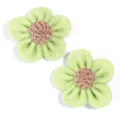 Green burlap handmade five-petal flower DIY craft accessory for hair clips and clothing. - Five-Petal Flower Style / 2 Pieces (Approx 7.5cm) / Light Green