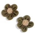 Handmade burlap flower accessory in green variant, perfect for DIY crafts, hair clips, and bags. - Five-Petal Flower Style / 2 Pieces (Approx 7.5cm) / Army Green