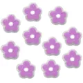 Toppe ricamate di fiori in ciniglia viola con bordo glitterato argento per lavori fai da te e vestiti. - Confezione da 10 / Viola a Fiori / 6cm