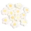Handmade crochet flower accessories for DIY crafts, clothing, hats, bags, and home decor. - 10 Pieces/Pack / White Petals (Yellow Stamens)