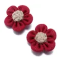 Handmade burlap five-petal flowers with jute stamen for DIY craft clothing accessories - Five-Petal Flower Style / 2 Pieces (Approx 7.5cm) / Burgundy