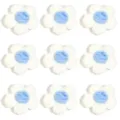Handcrafted crochet flower appliqués, ideal for DIY crafts, garments, and hair accessories. - 10 Pieces/Pack / White Petals (Blue Stamens)
