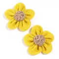 Handmade yellow burlap five-petal flowers with stamen, perfect for DIY hair clips and crafts. - Jute Style / 2 Pieces (Approx 7.5cm) / Yellow