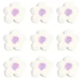 Handmade Crochet Flowers DIY White Purple Cotton Yarn Craft Applique Hairpin Accessories SKU - 10 Pieces/Pack / White Petals (Purple Stamens)