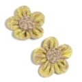 Handmade burlap five-petal flower DIY accessories with yellow mesh and brown stamen. - Lace Jute Style / 2 Pieces/Pack (Approx. 8cm) / Yellow