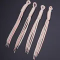 Colorful handmade polyester woven keychain phone lanyard DIY accessory set. 4pcs - Length approx. 27.5cm (50g/Pack) / Off-White + Light Green