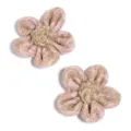 Handmade burlap five-petal flowers with pink lace and jute stamen for DIY craft accessories. - Lace Jute Style / 2 Pieces/Pack (Approx. 8cm) / Pink