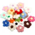Handmade crochet wool flower appliques, colorful knit floral patches for DIY craft decor. - 10 Pieces/Pack / Multicolor