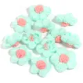 Handmade crochet flowers mint green pink floral patches for DIY apparel accessories - 10 Pieces/Pack / Light Green Petals (Pink Stamens)