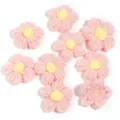 Handmade pink yarn crochet flowers DIY accessories for clothing hat bag hair clip crafts - 10 Pieces/Pack / Light Pink Petals (Yellow Stamens)
