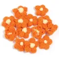 Handmade crochet wool flower patches, orange yarn DIY accessories for clothing and hair clips. - 10 Pieces/Pack / Orange Petals (Yellow Stamens)