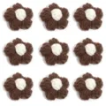 Handmade crochet wool flower DIY craft accessory in brown and white color variant - 10 Pieces/Pack / Brown Petals (Beige Stamens)