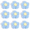 Handmade crochet wool flower blue and yellow DIY accessories for clothing, hat and bag. - 10 Pieces/Pack / Sky Blue Petals (Yellow Stamens)