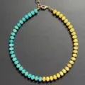 Tweekleurige kralen ketting dopamine stijl kleurrijke modieuze sieraden voor dames - Geel Blauw Tweekleurig (38+5cm)