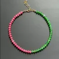Dopamine twee-kleurige gefacetteerde abacus kraal ketting mode veelzijdige niche luxe design - Roze Groen Tweekleurig (38+5cm)