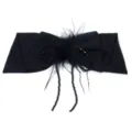 Accessorio per capelli con fiocco di cristallo nero piume e perline per progetti fai da te. - Nappa di cristallo con piume nero