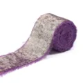 Close-up detail of the purple gold flocked ribbon, showing unique frayed edges clearly. - 4cm Wide 23g/Pack / Purple
