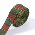 Christmas Red Green Plaid Ribbon Metallic Gold Edge Polyester Webbing for Gift Box Wrapping - Width 1cm 10 Yards/Pack / Red and Green Plaid Ribbon with Gold Edge
