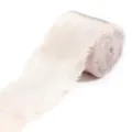 Rotolo di nastro in raso rosa chiaro con bordi sfrangiati per bouquet da sposa e confezioni regalo. - Oro champagne