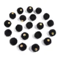 Black faux fur pom pom charms with gold loop DIY jewelry accessories keyring 20pcs - 20 Pcs/Pack / Faux Horsehair Black