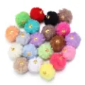 Colorful faux rabbit fur pom pom charms with metal loop for keychains DIY jewelry making accessories. - 20 Pcs/Pack / Mixed Colors Faux Rabbit Fur