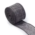 Rotolo di nastro di iuta con bordo in filo grigio scuro per artigianato decorazione. - Larghezza 4cm / Grigio