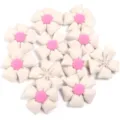 3D stuffed fabric five petal flowers cute DIY accessories for hair clips bags hats - 7cm / White Petals (Pink Stamens)