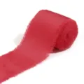 Red frayed edge satin ribbon roll for gift wrapping, wedding bouquet and DIY craft projects. - 5 Yards/Pack / True Red