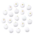 White faux fur pom pom charms pendant with golden loop for DIY jewelry and bag keychains - 20 Pcs/Pack / Faux Rabbit Fur White