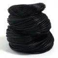 Corda in vera pelle rotonda nera per la creazione di gioielli fai da te, bracciali e collane. - Confezione da 10 Yard (Diametro 1mm) / Nero