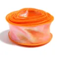 Orange iridescent wavy fishnet yarn ribbon variant for bouquet gift packaging and party decor. - Orange