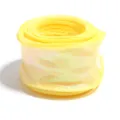 Yellow iridescent wave fishnet ribbon for bouquet gift packaging and party decoration. - Yellow