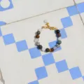 Collana di perle in pietra naturale colorata dopamina donna, catena clavicolare chic per vacanza al mare. - Bracciale / 17+3cm / Braccialetto Leopardo Multicolore