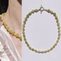 Collana di perle in pietra naturale con chiusura a T, elegante catena per clavicola casual. - Collana di perline di dimensioni miste / 38+5cm / Verde chiaro