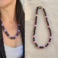 Collana di perle in pietra naturale colorata stile dopamina gioiello clavicola spiaggia - Collana / 43cm / Viola uva