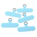 Light blue phone tether tab durable nylon phone lanyard patch with metal D-ring for cases - Lake Blue