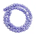 Blue white glass flower beads DIY jewelry accessories necklace bracelet phone charm wholesale - 8mm (Approx 54 Pieces) / White and Sapphire Blue