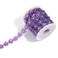 Paarse kunststof vijfbladige bloem strass parelketting rol accessoire voor tassen en knutselen doe-het. - Breedte 14mm / Paars
