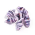 Close-up of handmade ceramic conch shaped beads with purple glaze and unique blue brown patterns. - Length 20mm Width 11mm Hole 2mm / Purple Smudge