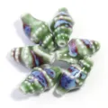 Ceramic conch shell beads for DIY jewelry making, handmade bracelet and necklace accessories. - Length 20mm Width 11mm Hole 2mm / Green With Blue