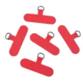 Oxford cloth phone case lanyard tether patch with metal D-ring for secure smartphone hanging. - Red