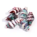 Detailed close-up of handmade ceramic conch beads with stunning glaze variation designs. - Length 20mm Width 11mm Hole 2mm / Red With Blue