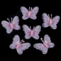Detailansicht von rosa-lila Mesh-bestickten Schmetterlings-Aufnähern für DIY-Bastelzubehör. - Antennen Schmetterling / 52x42mm / Lila