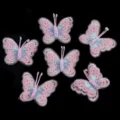 Doppellagige Mesh Stickerei Schmetterling Aufnäher für Kleidung Zubehör DIY Basteln - Antennen Schmetterling / 52x42mm / Fuchsia