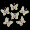 Detailansicht von doppelten Netz Schmetterling Bestickung Patches, ideal für Haaraccessoires. - Antennen Schmetterling / 52x42mm / Gelb