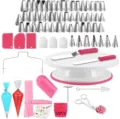 Dettagli del set decorazione torta da 200 pezzi con beccucci, spatole e piatto rotante. - Utensili per Decorare la Pasticceria Set di Duecento Pezzi Modello B