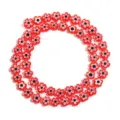 Red Millefiori Glass Flower Beads Strand DIY Necklace Bracelet Jewelry Accessories - 8mm (Approx 54 Pieces) / Red and White with Black Core
