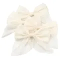 Close up view of elegant off white chiffon hair bows, delicate fabric texture details. - Length Approx 120mm Width Approx 110-120mm / Champagne