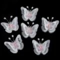 Netz bestickte Schmetterling Perlen Applikationen für Haarschmuck Schuhe und Hüte. - Doppellagige Perle / 56x46mm / Rosa