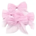 Close-up of pink chiffon bows, perfect for hair accessories, clothing, and craft decor. - Length Approx 120mm Width Approx 110-120mm / Pink